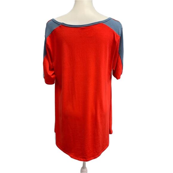 Hand Printed Upcycled Women Large Superbowl Snacks Commercials Halftime Show Tee - Picture 4 of 5